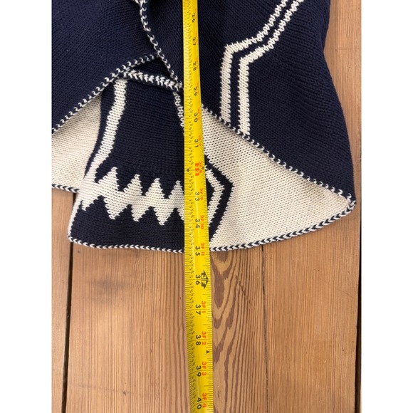 Chaps Women's 1X Blue Cream Aztec Geometric Knit Vest‎ Sleeveless Shawl Collar - Picture 8 of 8